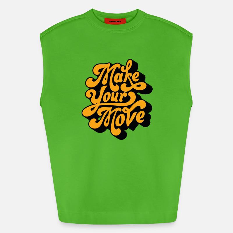 Make Your Move Retro Script - Heavyweight Oversized Organic Tank Top Made in EU - Apple Neon