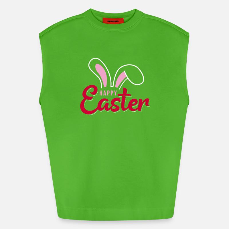 Happy Easter Bunny Scripture - Heavyweight Oversized Organic Tank Top Made in EU - Apple Neon