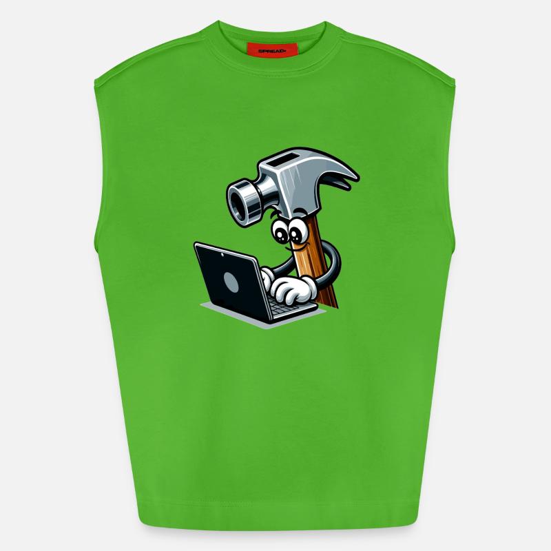 HammerCode: Tool meets bits - Heavyweight Oversized Organic Tank Top Made in EU - Apple Neon