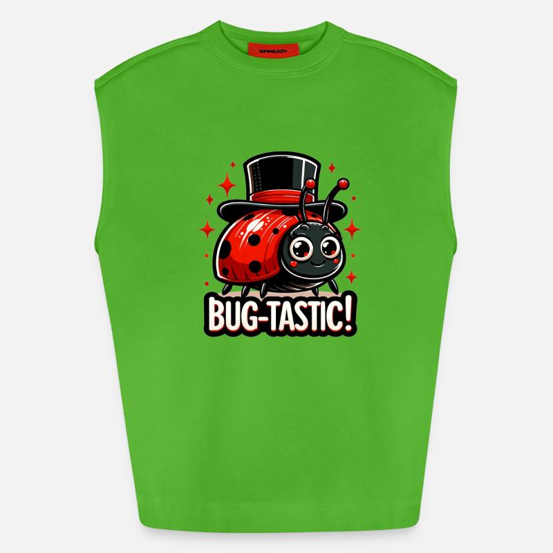 Bug-Tastic: Ladybug Magic Hat - Heavyweight Oversized Organic Tank Top Made in EU - Apple Neon