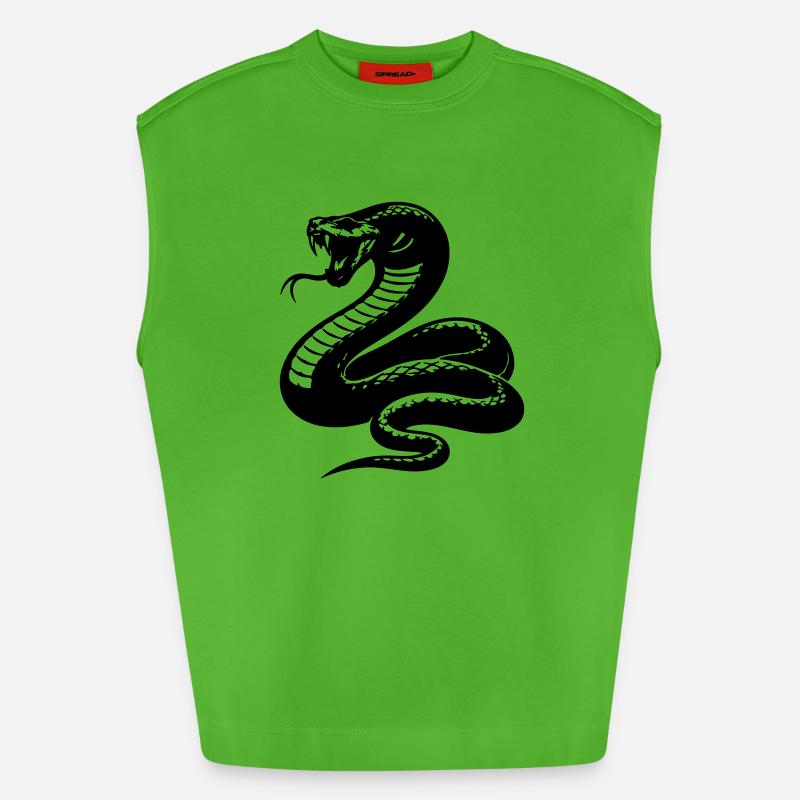 Schlange Python Silhouette - Heavyweight Oversized Organic Tank Top Made in EU - Apple Neon