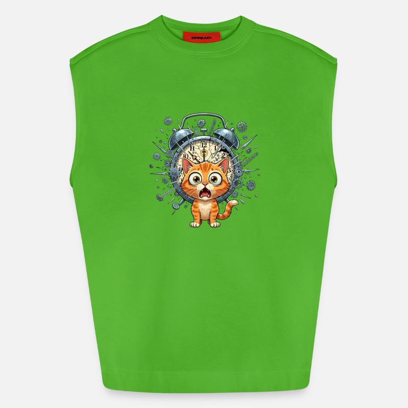 Chat steampunk devant Clockwork - Débardeur bio épais oversize fabriqué en UE - Apple Neon