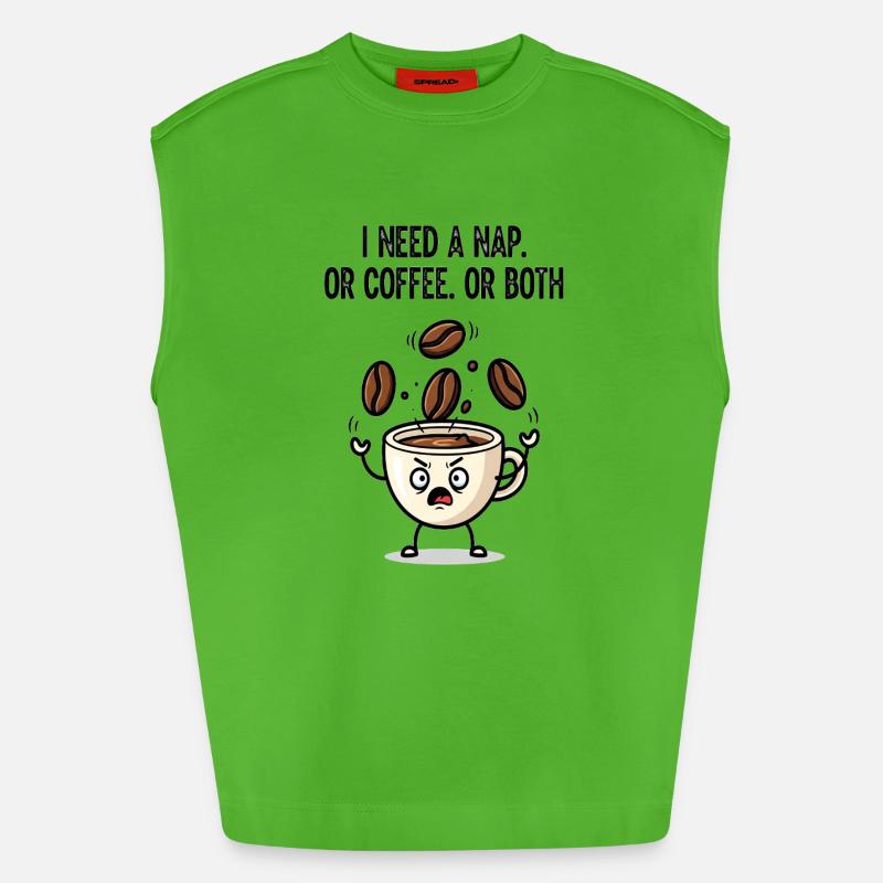 Nickerchen oder Kaffeetassen-Stimmung - Heavyweight Oversized Organic Tank Top Made in EU - Apple Neon