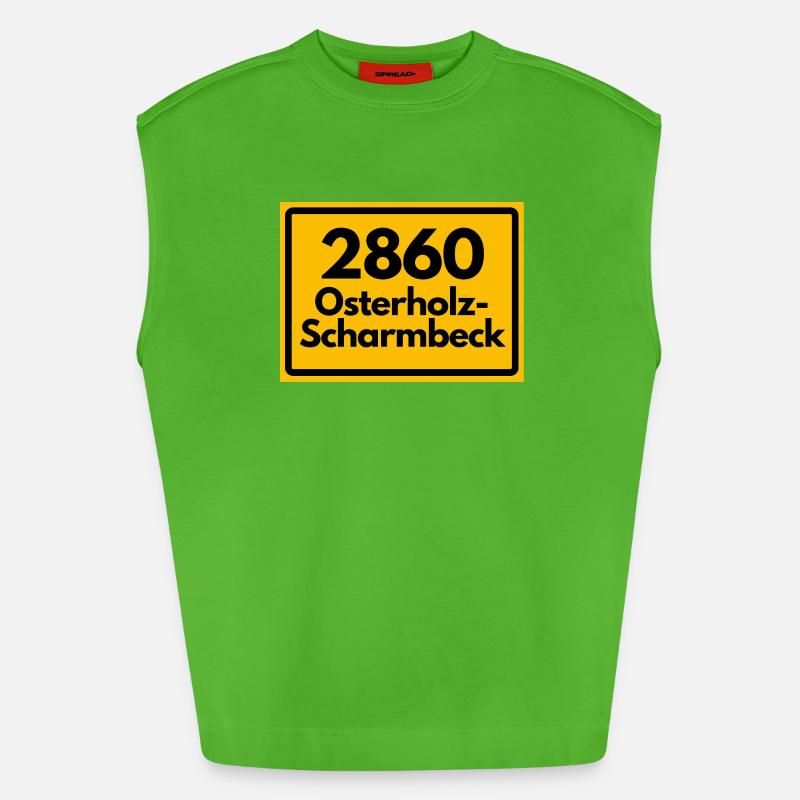 OLD POSTCODE POSTCODE 2860 OSTERHOLZ-SCHARMBECK - Heavyweight Oversized Organic Tank Top Made in EU - Apple Neon