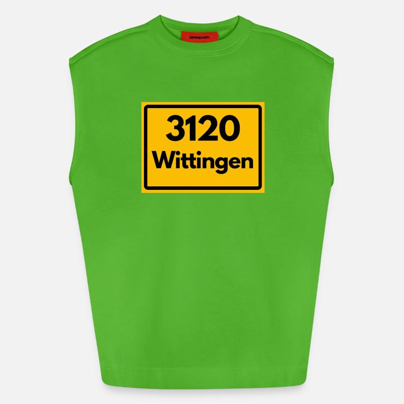 OLD POSTCODE POSTCODE RETRO 3120 WITTRINGEN - Heavyweight Oversized Organic Tank Top Made in EU - Apple Neon