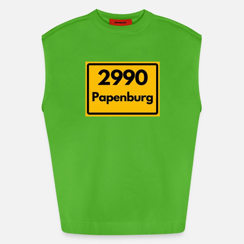 OLD POSTCODE POSTCODE RETRO 2990 PAPENBURG - Heavyweight Oversized Organic Tank Top Made in EU - Apple Neon