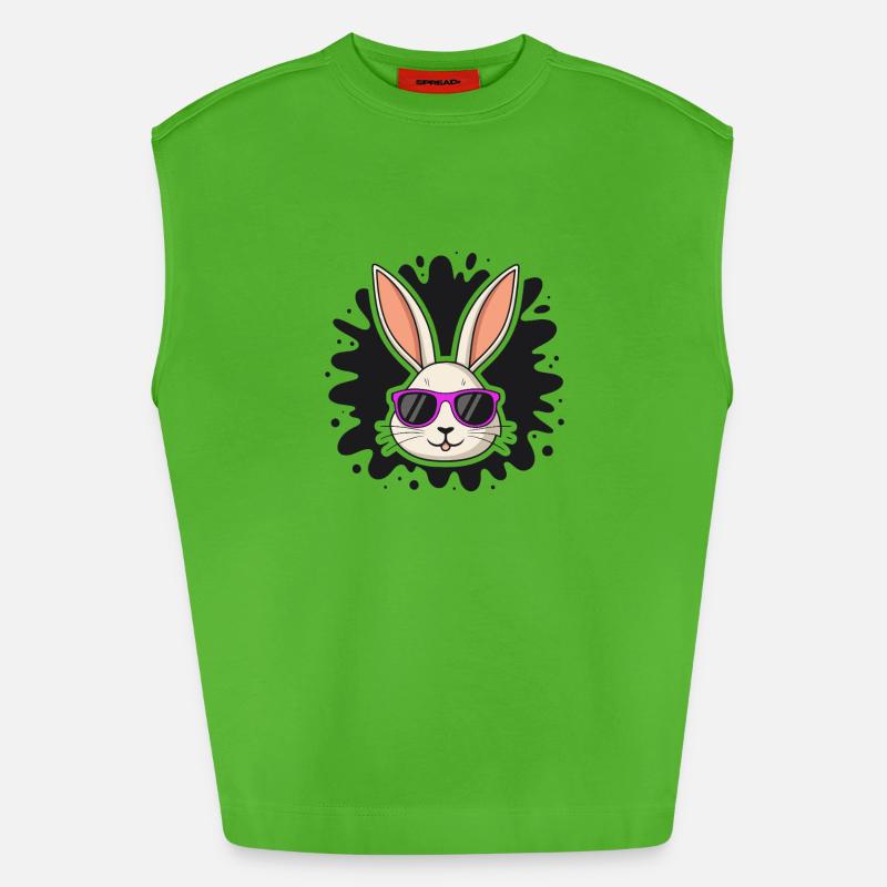 Chic Rabbit Purple Glasses - Heavyweight Oversized Organic Tank Top Made in EU - Apple Neon