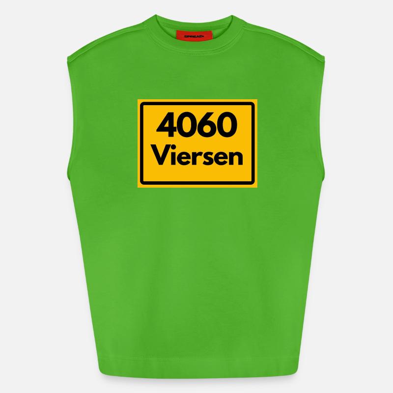 OLD POSTCODE POSTCODE RETRO 4060 VIERSEN - Heavyweight Oversized Organic Tank Top Made in EU - Apple Neon