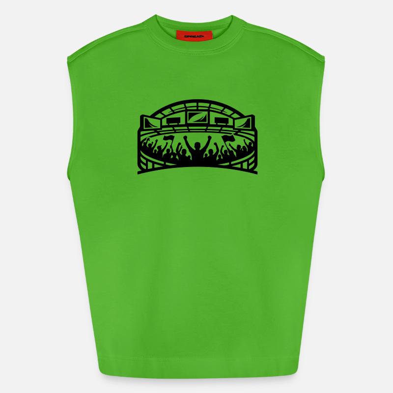Stadium Fans Silhouette - Heavyweight Oversized Organic Tank Top Made in EU - Apple Neon