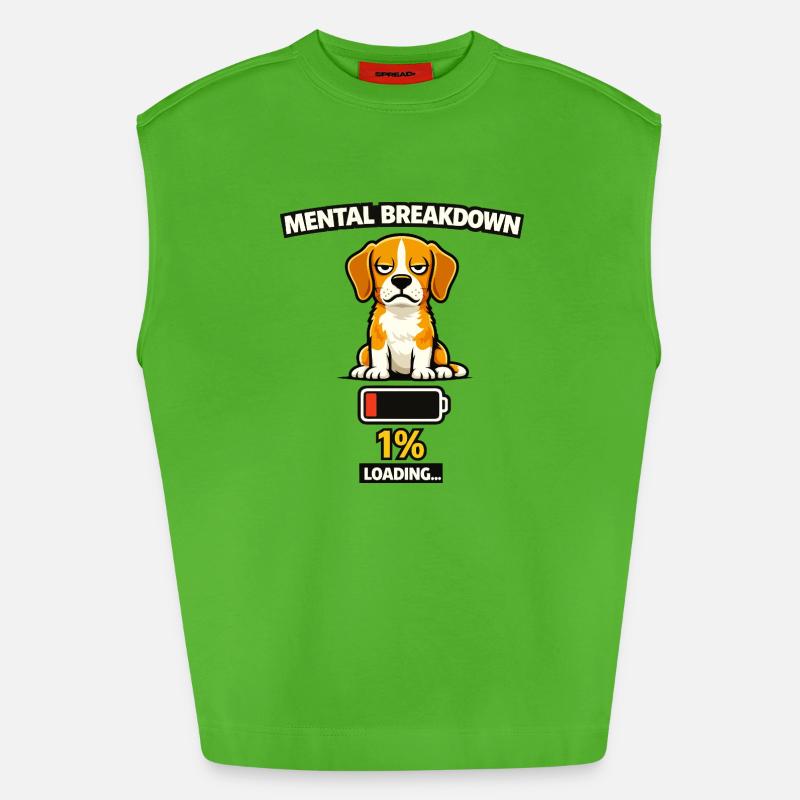 Mental Breakdown Beagle Loading - Heavyweight Oversized Organic Tank Top Made in EU - Apple Neon