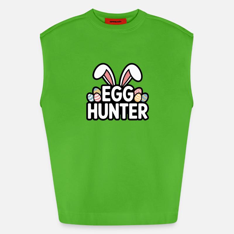 Egg Hunter Bunny – Easter Design - Heavyweight Oversized Organic Tank Top Made in EU - Apple Neon