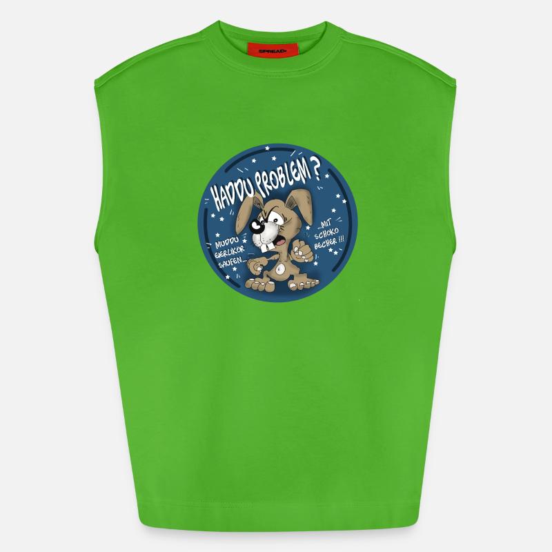 Hasen-Comic Haddu Problem? - Heavyweight Oversized Organic Tank Top Made in EU - Apple Neon