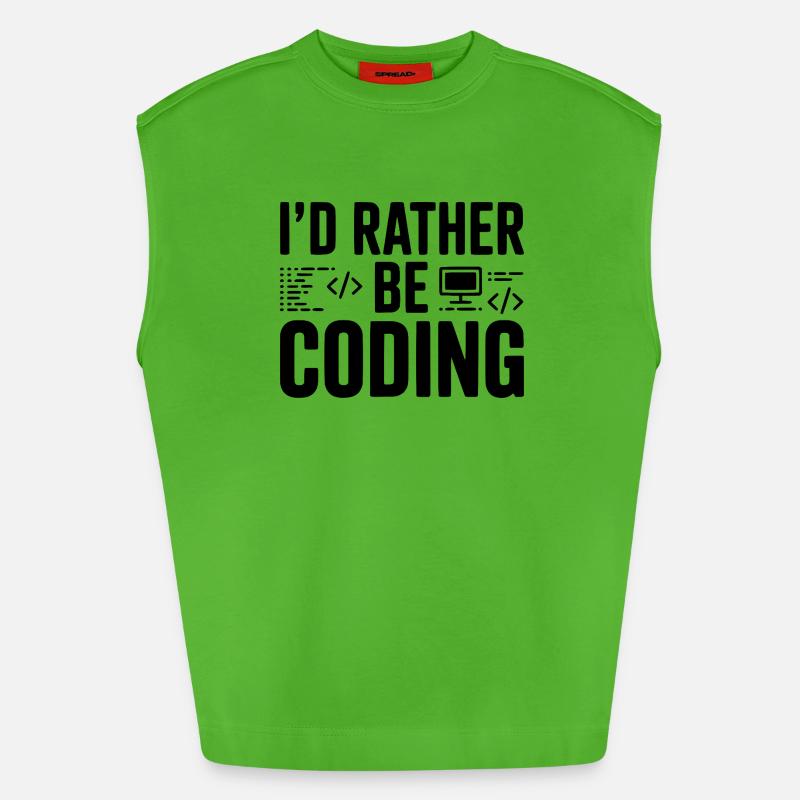 Je préfère coder - Débardeur bio épais oversize fabriqué en UE - Apple Neon