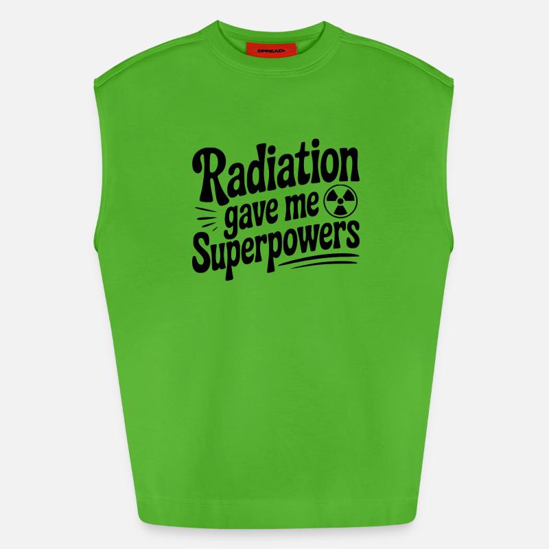 Radiation Gave Me Superpowers - Heavyweight Oversized Organic Tank Top Made in EU - Apple Neon