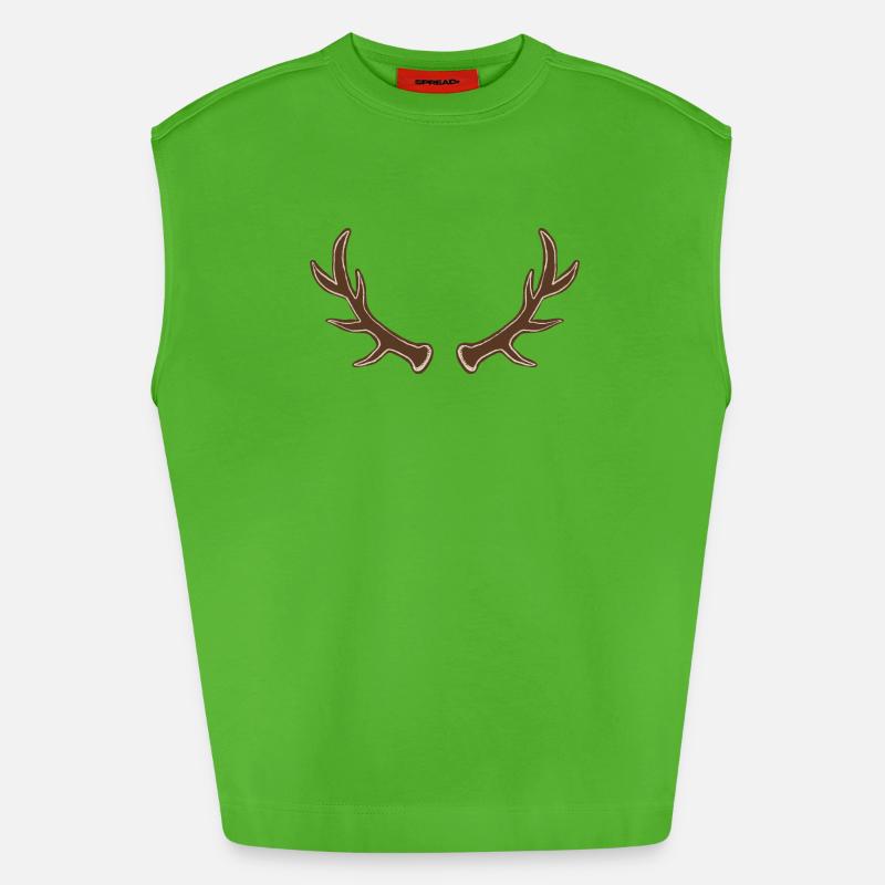 Rustic Antler Silhouette - Heavyweight Oversized Organic Tank Top Made in EU - Apple Neon