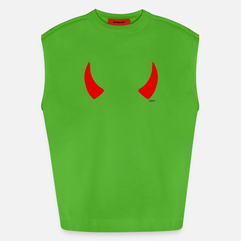 Red Horns - Heavyweight Oversized Organic Tank Top Made in EU - Apple Neon