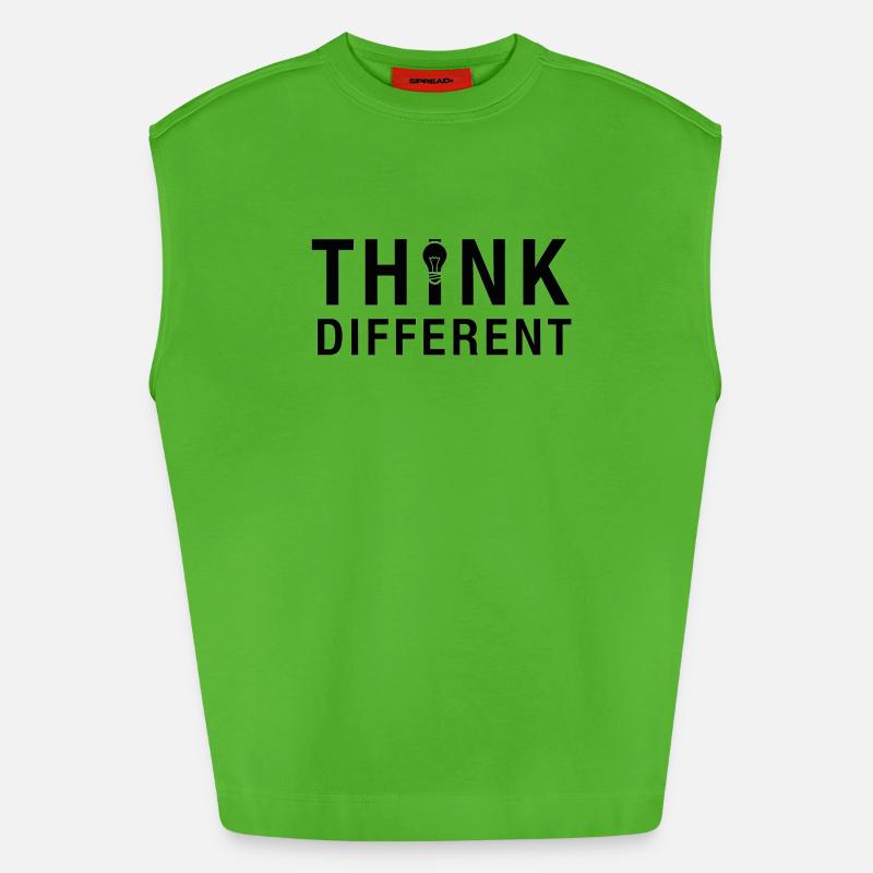 Creative Think Different Lightbulb Design - Heavyweight Oversized Organic Tank Top Made in EU - Apple Neon
