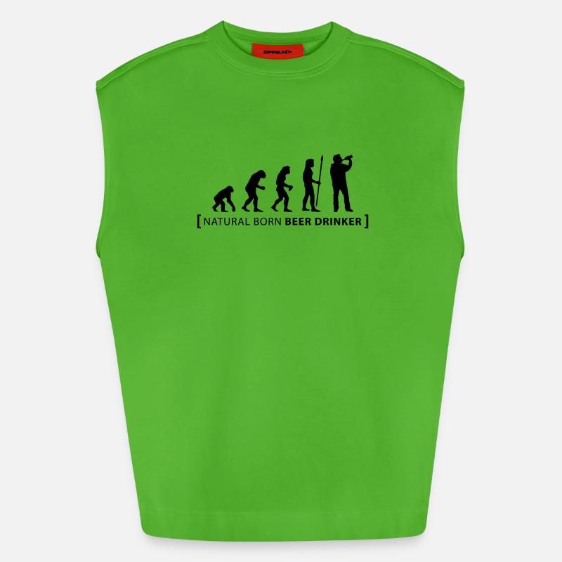evolution_beer_drinker - Heavyweight Oversized Organic Tank Top Made in EU - Apple Neon