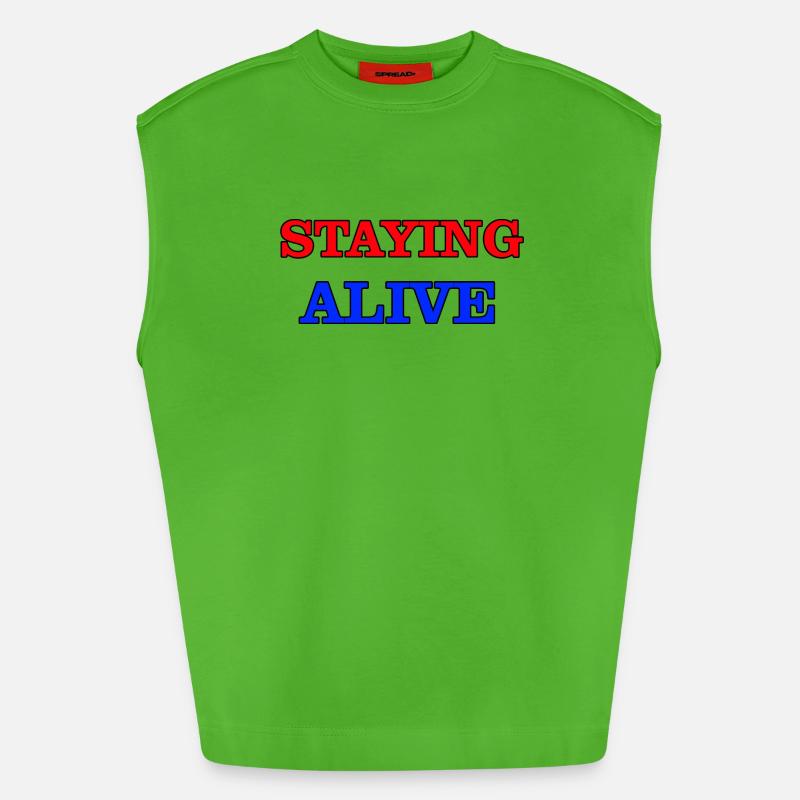 Staying Alive - Heavyweight Oversized Organic Tank Top Made in EU - Apple Neon