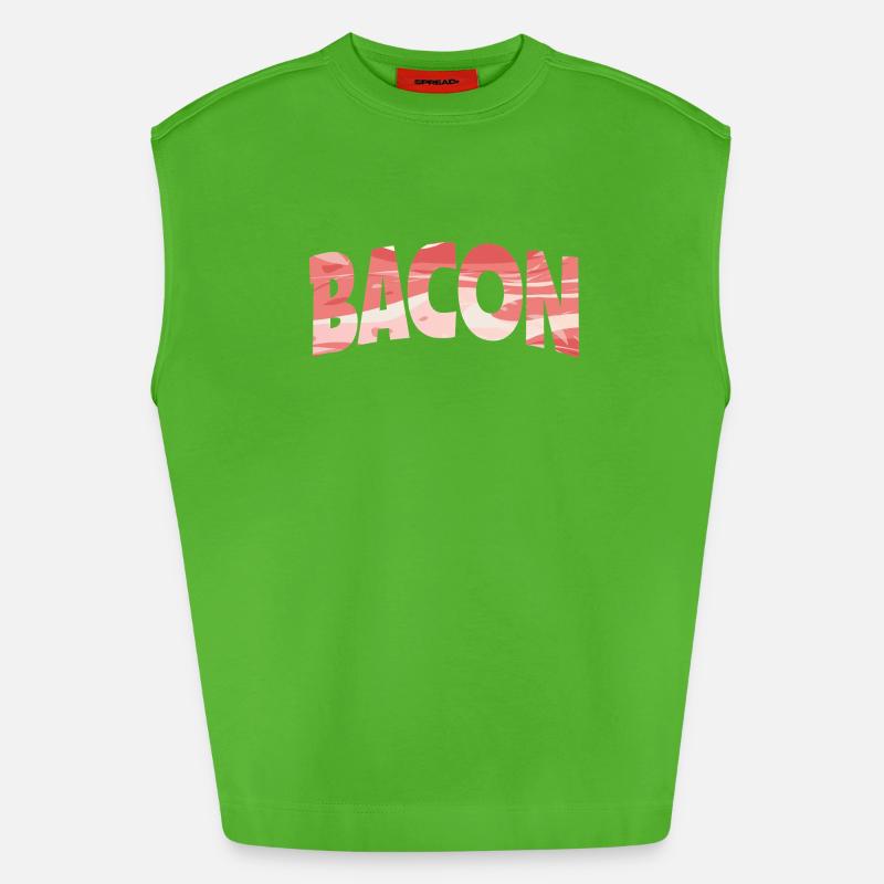 Backward Turned Bacon Illustration - Heavyweight Oversized Organic Tank Top Made in EU - Apple Neon