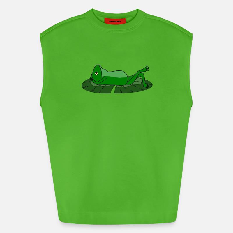 Frog Toad Chill Toad - Heavyweight Oversized Organic Tank Top Made in EU - Apple Neon