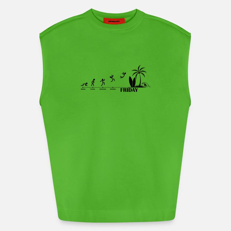 Finally Friday Beach Evolution - Heavyweight Oversized Organic Tank Top Made in EU - Apple Neon