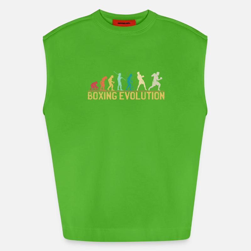 Boxing Evolution Progression Design - Heavyweight Oversized Organic Tank Top Made in EU - Apple Neon