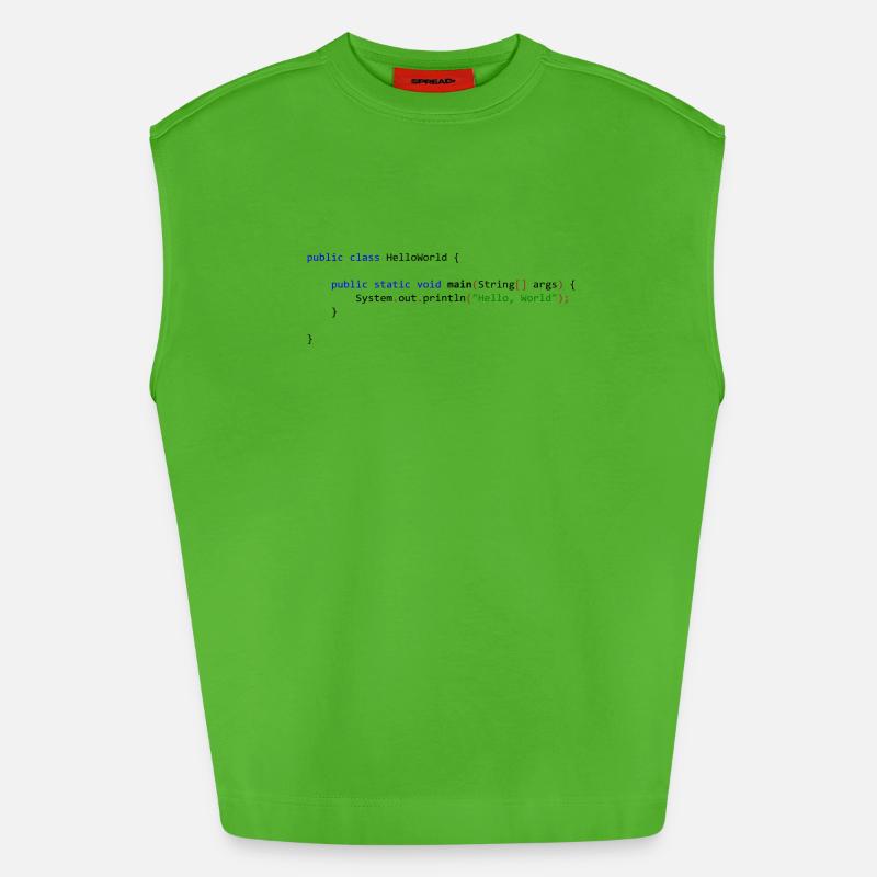Hello World in Java - Heavyweight Oversized Organic Tank Top Made in EU - Apple Neon