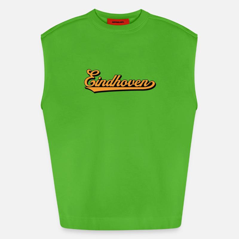 Eindhoven Retro Script - Heavyweight Oversized Organic Tank Top Made in EU - Apple Neon