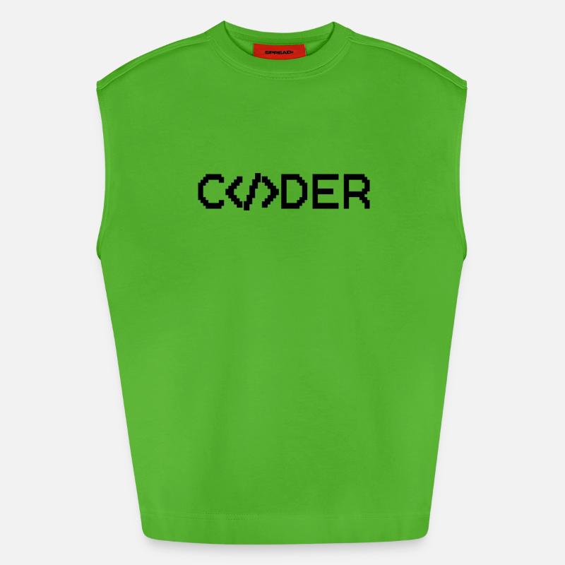 Coder - Heavyweight Oversized Organic Tank Top Made in EU - Apple Neon
