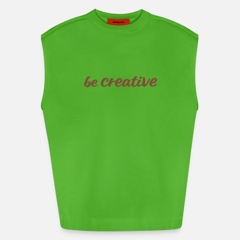 Be Creative Script Marron - Débardeur bio épais oversize fabriqué en UE - Apple Neon