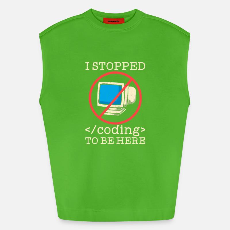 Coding funny saying programmer - Heavyweight Oversized Organic Tank Top Made in EU - Apple Neon