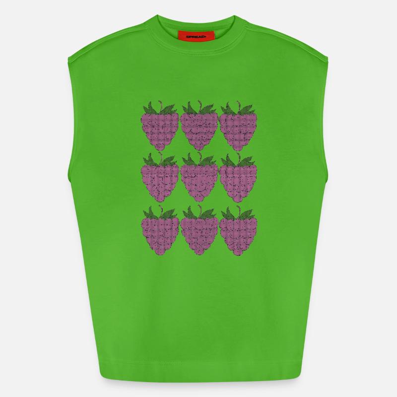 raspberry pattern textile - Heavyweight Oversized Organic Tank Top Made in EU - Apple Neon