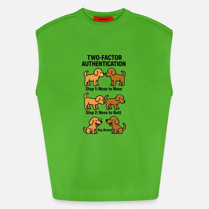 Two Factor Authentication Hunde - Heavyweight Oversized Organic Tank Top Made in EU - Apple Neon