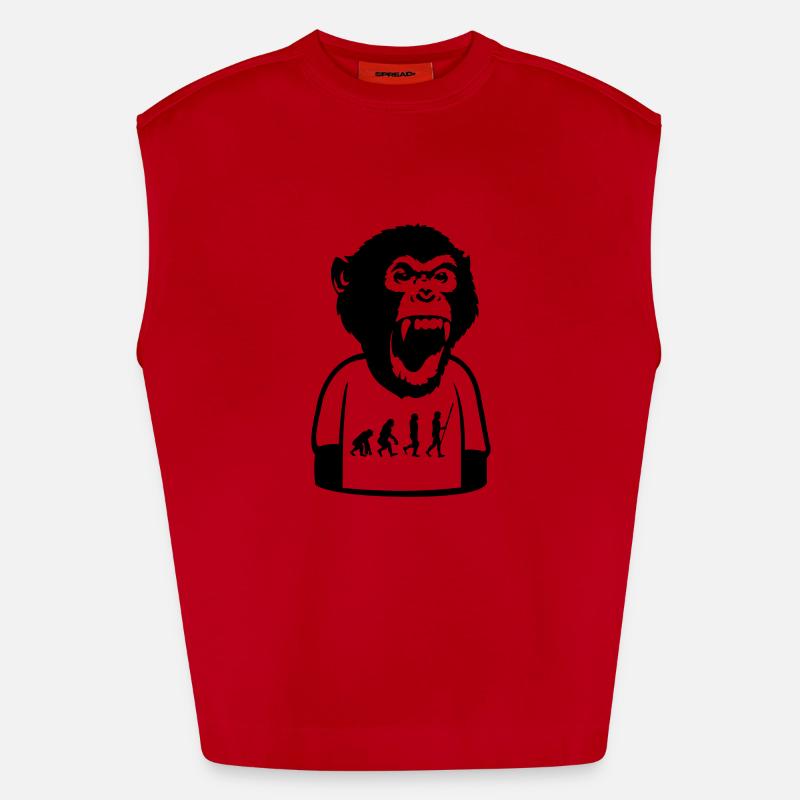 Monkey Evolution - Heavyweight Oversized Organic Tank Top Made in EU - red