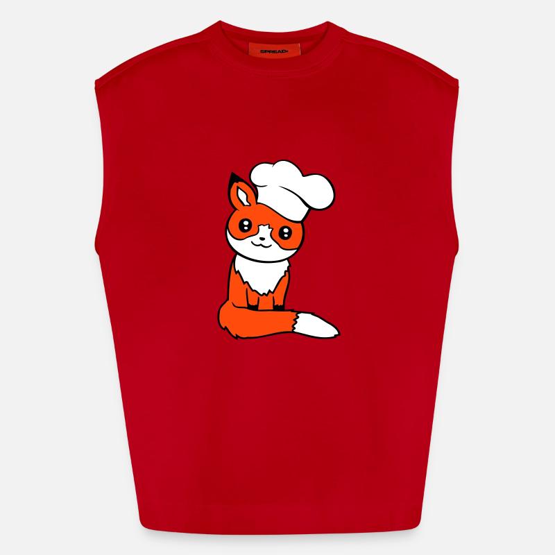 Fox Chef's Hat Chef Cooking Restaurant Kitchen Heavyweight Oversized Organic Tank Top Made in EU