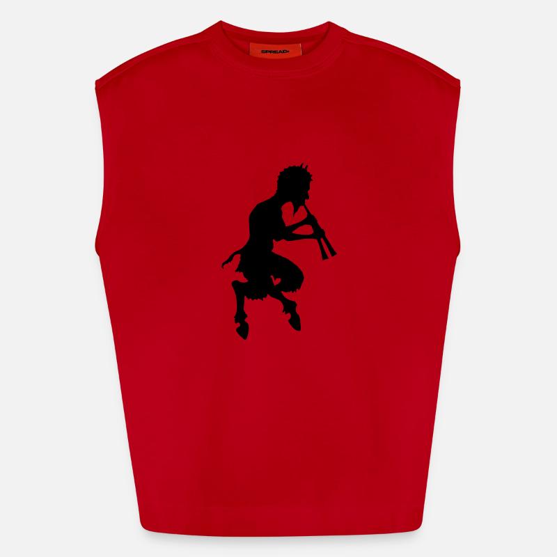 pan faune devil devil - Débardeur bio épais oversize fabriqué en UE - rouge