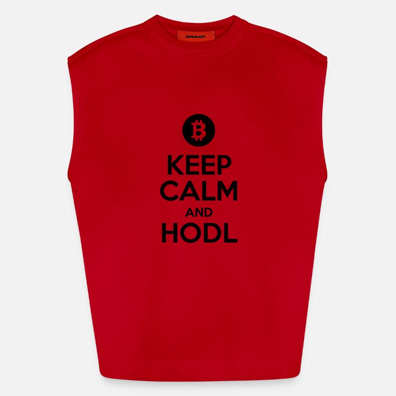 Keep Calm and HODL, Meme, Bitcoin Débardeur bio épais oversize fabriqué en UE