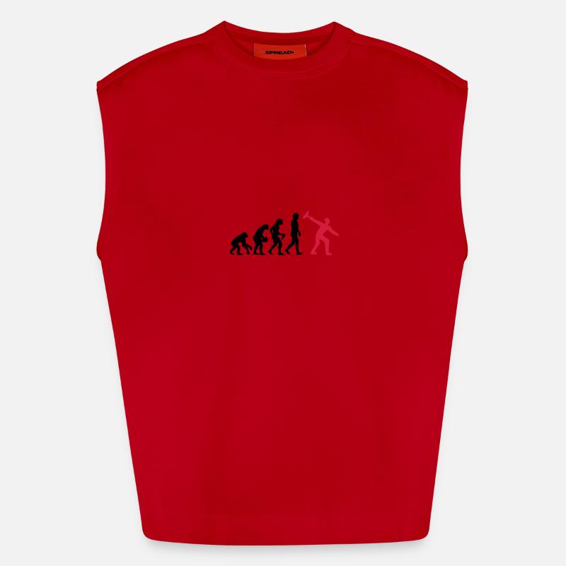 Curling Evolution - Heavyweight Oversized Organic Tank Top Made in EU - red