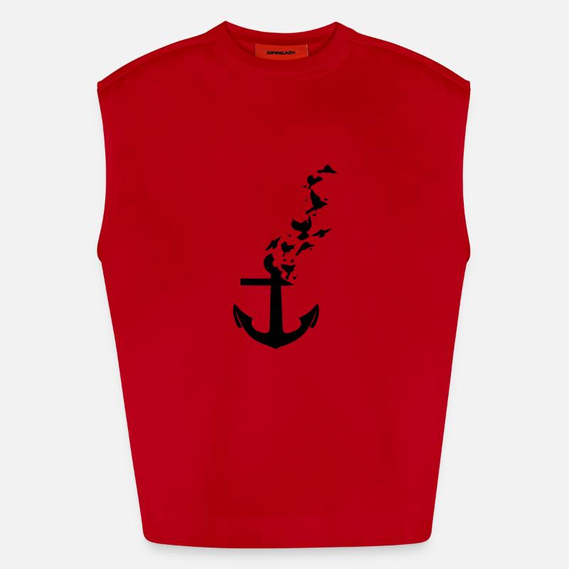 anchor - Heavyweight Oversized Organic Tank Top Made in EU - red
