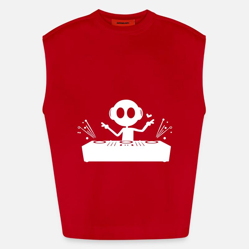 DJ Turntables Funny - Heavyweight Oversized Organic Tank Top Made in EU - red