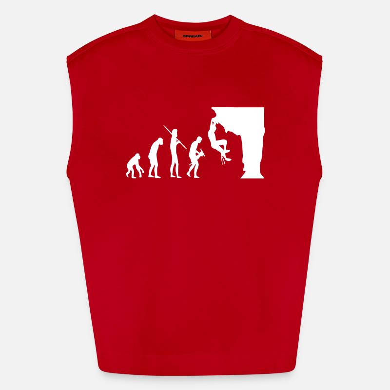 Climbing Evolution - Heavyweight Oversized Organic Tank Top Made in EU - Rot