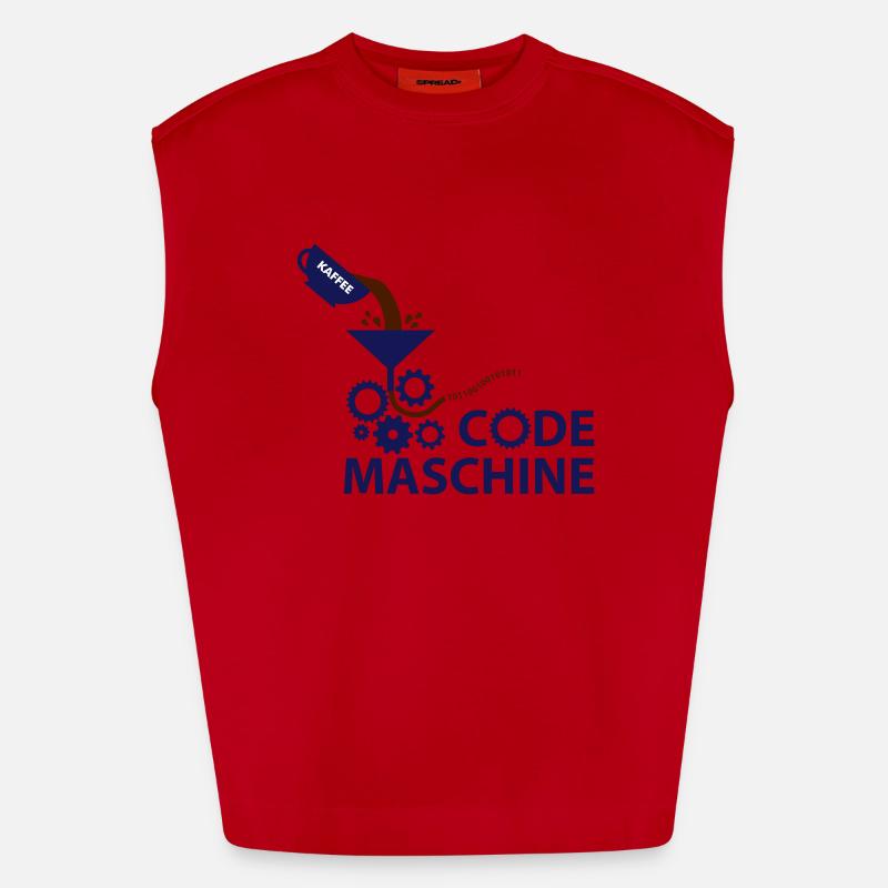 Code machine - Heavyweight Oversized Organic Tank Top Made in EU - red