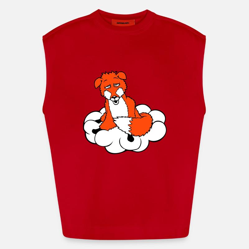 Fox On Cloud Tired Confused Dazed Crazy Heavyweight Oversized Organic Tank Top Made in EU