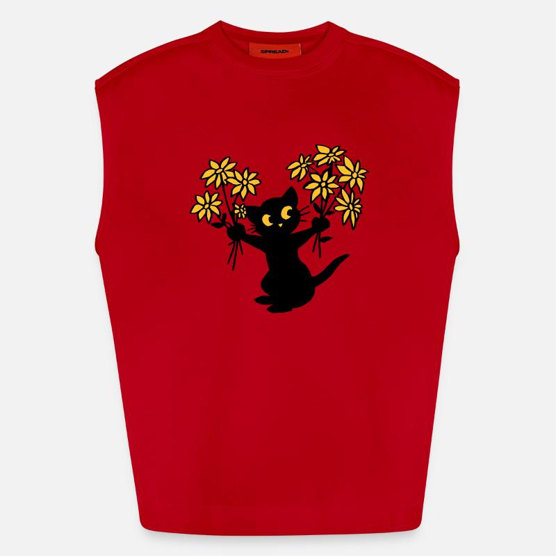 Le chat aux fleurs Débardeur bio épais oversize fabriqué en UE