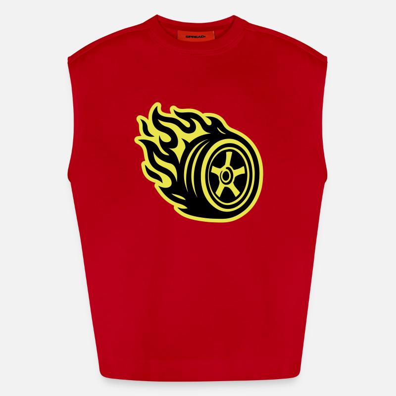 Tire Flame Car Heavyweight Oversized Organic Tank Top Made in EU