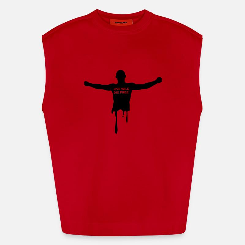 livewilddiefree - Heavyweight Oversized Organic Tank Top Made in EU - red