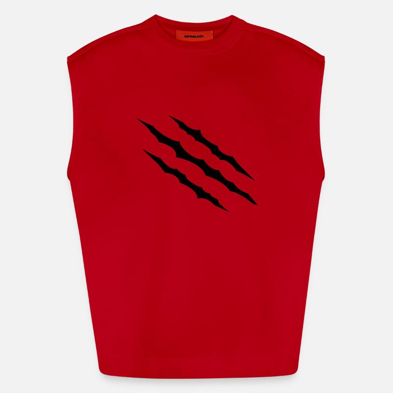 Scratches - Heavyweight Oversized Organic Tank Top Made in EU - red