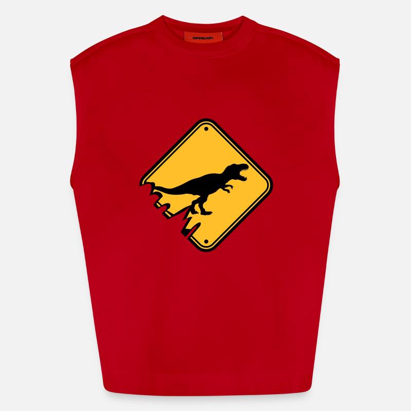 shield danger warning danger caution caution t-rex Heavyweight Oversized Organic Tank Top Made in EU