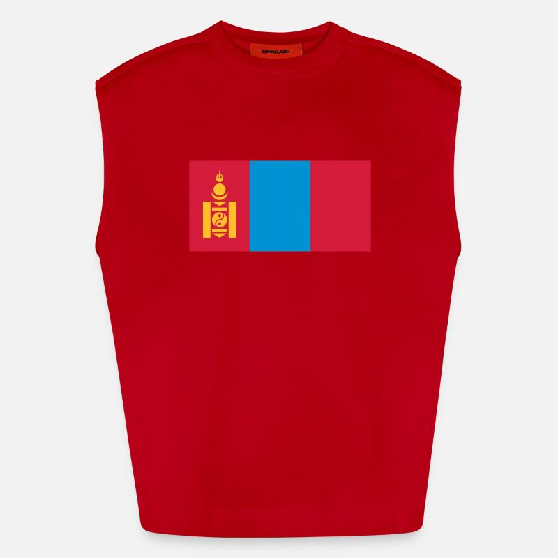 Mongolia flag / Drapeau Mongolie Heavyweight Oversized Organic Tank Top Made in EU